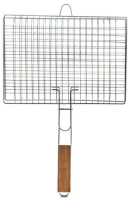 Σχάρα Ψησίματος Bbq Με Ξύλινη Λαβή 05-9472 60x40cm Silver Estia Metal