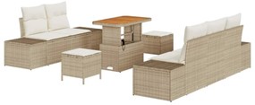 vidaXL Σετ Καναπέ Κήπου με μαξιλάρι 8 pcs Μπεζ Πολυ ράταν
