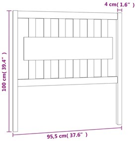 vidaXL Κεφαλάρι Κρεβατιού 95,5 x 4 x 100 εκ. από Μασίφ Ξύλο Πεύκου