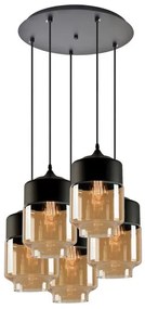 Κρεμαστό Φωτιστικό Οροφής 5xE27 Μαύρο Μελί Γυαλί Gaby 77-8791 Homelighting-77-8791-Μαύρο 77-8791
