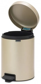 Κάδος με πεντάλ Brabantia NewIcon 1003198, 5 L, Ομαλό κλείσιμο, Αντιολισθητική βάση, Μεταλλικό χρυσό