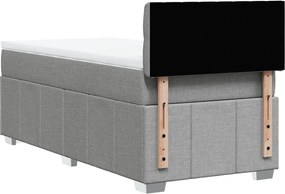vidaXL Κρεβάτι Boxspring με Στρώμα Ανοιχτό Γκρι 90x200 εκ. Υφασμάτινο