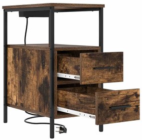 vidaXL Κουτιά Κρεβατοκάμαρας 2 pcs Καπνιστή δρυς 30 x 48 x 61 εκ