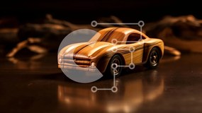 Intra Συλλεκτικό Ξύλινο Παζλ Plywood 4mm - Ξύλινο αυτοκίνητο παιχνιδιών σε μια σκοτεινή επιφάνεια Σε Ξύλινο Κουτί - Διαστάσεις: 10x10 cm – 25 κομμάτια