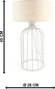 Stewehome Λευκή Επιτραπέζια Λάμπα με Μπεζ Καπέλο 45x26 cm