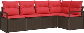 vidaXL Σετ Καναπέ 5 pcs Καφέ συνθετικό ρατάν