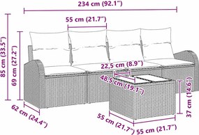 vidaXL Σετ Καναπέ Κήπου 5 τμχ. 4-Αριθμός καθισμάτων Γκρι