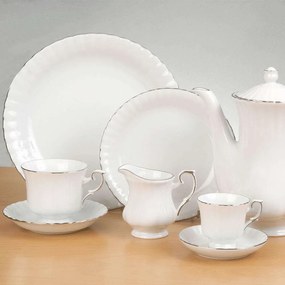 Σερβίτσιο Πιάτα Φαγητού Ivona (Σετ 20Τμχ) 36.001.40P White-Platinum Cryspo Trio 20 τμχ Porcelain