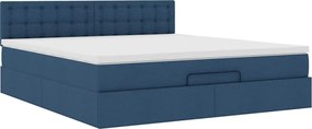 vidaXL Οθωμανικό κρεβάτι με στρώμα μπλε 180x200cm ύφασμα