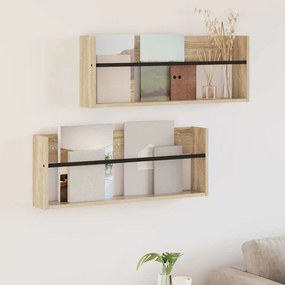 vidaXL Ράφι Περιοδικών με ράφι 2 pcs Δρύς Sonoma 80 x 12 x 30 εκ