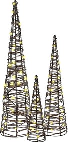 vidaXL Χριστουγεννιάτικο Δέντρο με 90 LED 3 pcs Θερμό λευκό Ρατάν