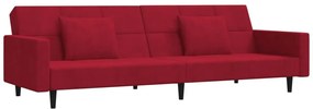 Καναπές Κρεβάτι Διθέσιος Μπορντό Βελούδινος με 2 Μαξιλάρια - Κόκκινο