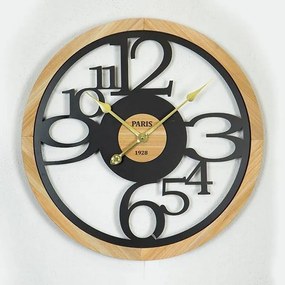 Ρολόι Τοίχου 753-10034 60x4.5x60cm Natural-Black Estheti Home Ξύλο,Μέταλλο