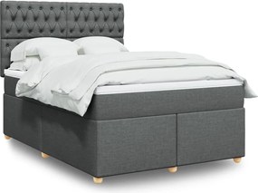 vidaXL Κρεβάτι Boxspring με Στρώμα Σκούρο Γκρι 140x200 εκ Υφασμάτινο