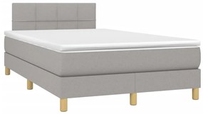 vidaXL Κρεβάτι Boxspring με Στρώμα & LED Αν.Γκρι 120x200 εκ Υφασμάτινο