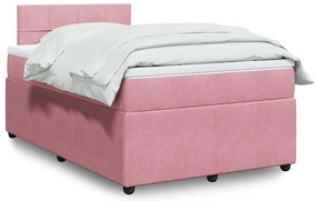 vidaXL Κρεβάτι Boxspring με Στρώμα Ροζ 120x200 εκ. Βελούδινο