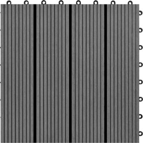 vidaXL Πλάκα Κατασκευής 11 pcs Γκρι 30 x 30 cm WPC