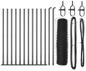 vidaXL Σετ Φράχτη Γκρι 25 x 0.5 m (36 mm πλέγμα) Ατσάλι & Σκυρόδεμα