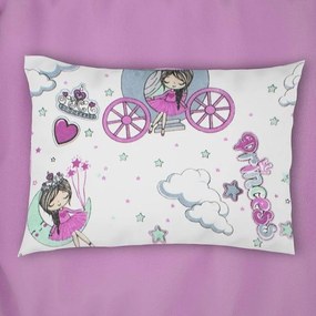Μαξιλαροθήκη Παιδκή Princess 389 White-Lila DimCol 35X45 Cotton-Polyester