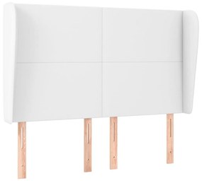 Κεφαλάρι με Πτερύγια Λευκό 147x23x118/128 εκ. Συνθετικό Δέρμα - Λευκό