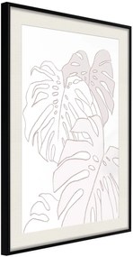 Αφίσα - Beige Leaves - 20x30 - Μαύρο - Με πασπαρτού