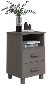 vidaXL Κομοδίνο HAMAR 2 Τεμ. Αν. Γκρι 40x35x62 εκ. Μασίφ Ξύλο Πεύκου