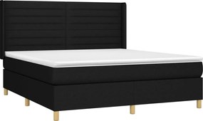 vidaXL Κρεβάτι Boxspring με Στρώμα &amp; LED Μαύρο 180x200 εκ. Υφασμάτινο