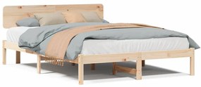 vidaXL Σκελετός Κρεβατιού Φυσικό 150 x 200 cm Μασίφ ξύλο πεύκου