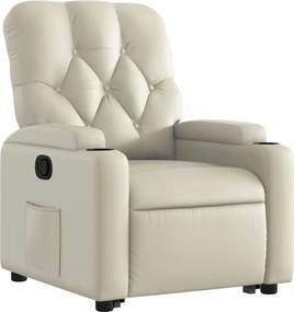 vidaXL Πολυθρόνα Ανακλινόμενη με Ανύψωση Κρεμ από Συνθετικό Δέρμα
