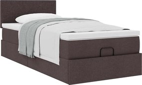 vidaXL Οθωμανικό κρεβάτι με στρώμα σκούρο καφέ 90x190cm ύφασμα
