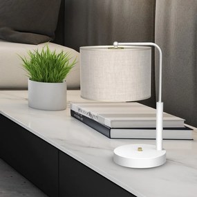 Επιτραπέζιο Φωτιστικό Lino Biel με καπέλο Λευκό με Λινό