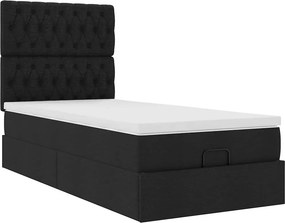 vidaXL Οθωμανικό κρεβάτι με στρώμα Μαύρο 90x200cm Ύφασμα
