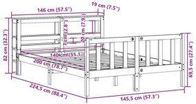 ΣΚΕΛΕΤΟΣ ΚΡΕΒΑΤΙΟΥ ΧΩΡΙΣ ΣΤΡΩΜΑ 140X200 ΕΚ ΜΑΣΙΦ ΞΥΛΟ ΠΕΥΚΟΥ 3305761