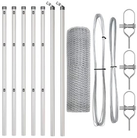 vidaXL Στύλος Περιφράξεων Ασημί 10 x 0,6 μ (25 χλστ. πλέγμα) Ατσάλι