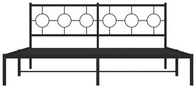 Πλαίσιο Κρεβατιού με Κεφαλάρι Μαύρο 183 x 213 εκ. Μεταλλικό - Μαύρο