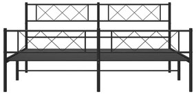 vidaXL Πλαίσιο Κρεβατιού με Κεφαλάρι&Ποδαρικό Μαύρο 193x20 εκ. Μέταλλο