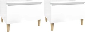 vidaXL Βοηθητικά Τραπέζια 2 τεμ. Γυαλ.Λευκό 50x46x35 εκ. Επεξ. Ξύλο