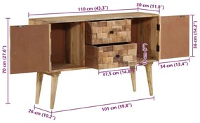 Μπουφές 110x30x70 εκ. από Μασίφ Ξύλο Μάνγκο - Καφέ