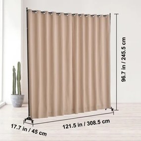 VEVOR Room Divider Portable Panel Room Divider with Wheels Privacy Screen Brown