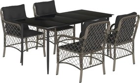 vidaXL Σετ Τραπεζαρίας Κήπου 5 τεμ. Γκρι Συνθ. Ρατάν με Μαξιλάρια