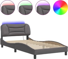 vidaXL Πλαίσιο κρεβατιού με LED χωρίς στρώμα Hvar Γκρι 100x200 εκ.
