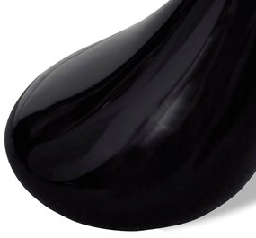 Τραπεζάκι Σαλονιού Γυαλιστερό Μαύρο Στρογγυλή Γυάλινη Επιφάνεια - Μαύρο