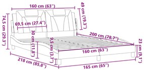 Πλαίσιο Κρεβατιού με Κεφαλάρι Μαύρο 160x200 εκ. Συνθετικό Δέρμα - Μαύρο