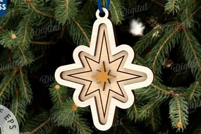 Σετ των 3 Intra απο ξύλο plywood 3mm-4mm πάχος Σχέδιο κοπής με λέιζερ τρισδιάστατο στολίδι της Γέννησης Δίασταση 8x8 cm INTRAFABR-110763404