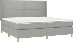 vidaXL Κρεβάτι Boxspring με Στρώμα &amp; LED Αν.Γκρι 200x200εκ. Υφασμάτινο