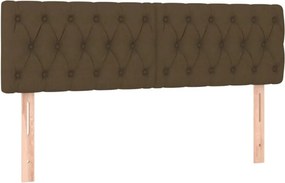 vidaXL Κρεβάτι Boxspring με Στρώμα &amp; LED Σκ.Καφέ 140x200 εκ Υφασμάτινο