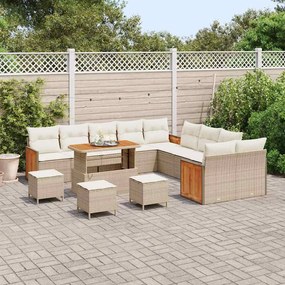 vidaXL Σετ Καναπέ Κήπου 14 pcs μπεζ και κρεμ 110 x 55 x 71 εκ