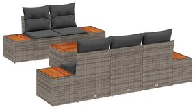 vidaXL Σετ Καναπέ Κήπου με μαξιλάρι 6 pcs Γκρι Πολυ ράταν