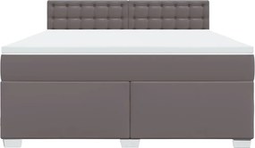 vidaXL Κρεβάτι Boxspring με Στρώμα Γκρι 180x200 εκ. Συνθετικό Δέρμα