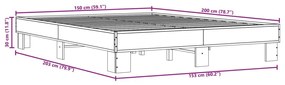 Πλαίσιο Κρεβατιού Sonoma Δρυς 150x200 εκ. Επεξ. Ξύλο &amp; Μέταλλο - Καφέ